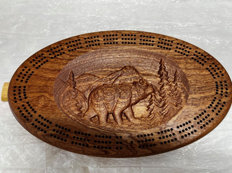 Carved 3D Cribbage Board