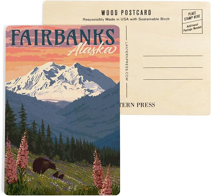 Fairbanks Alaska Wooden Postcard