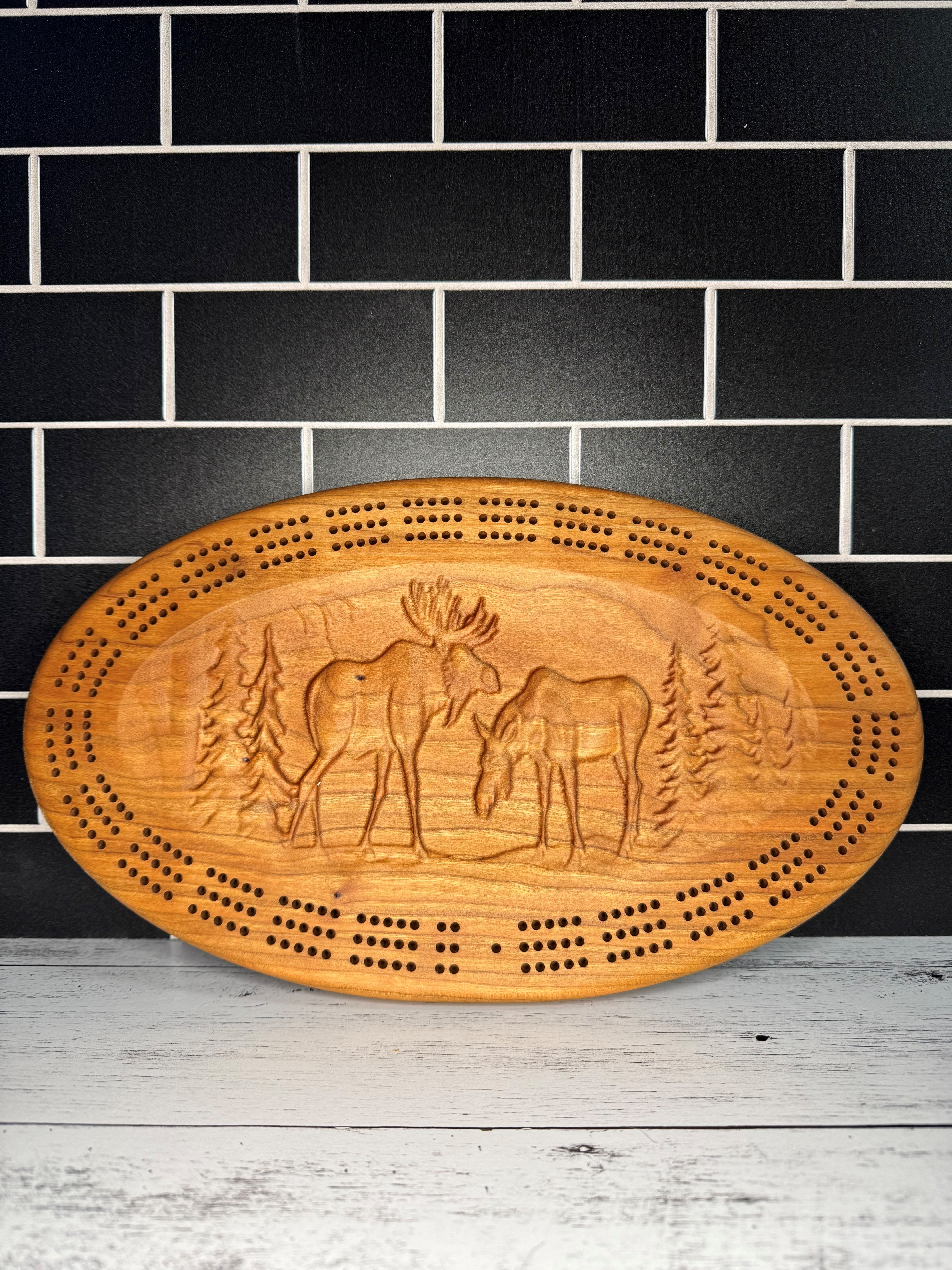 Carved 3D Cribbage Board