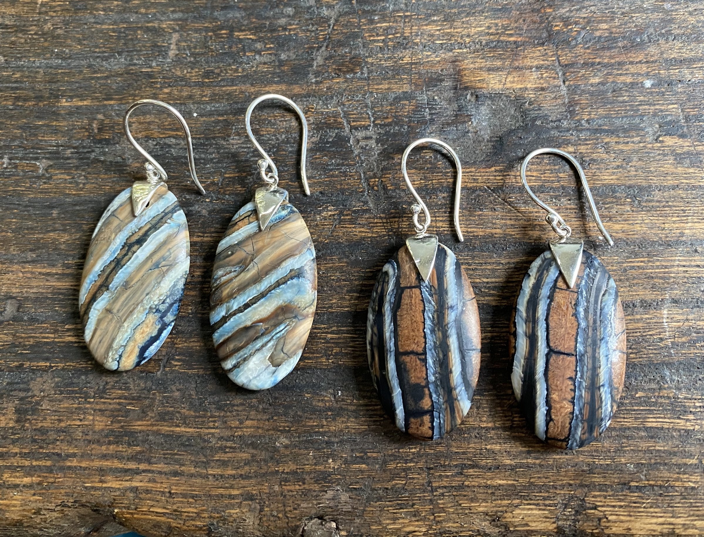 Mammoth Tooth Oval Spike Earrings